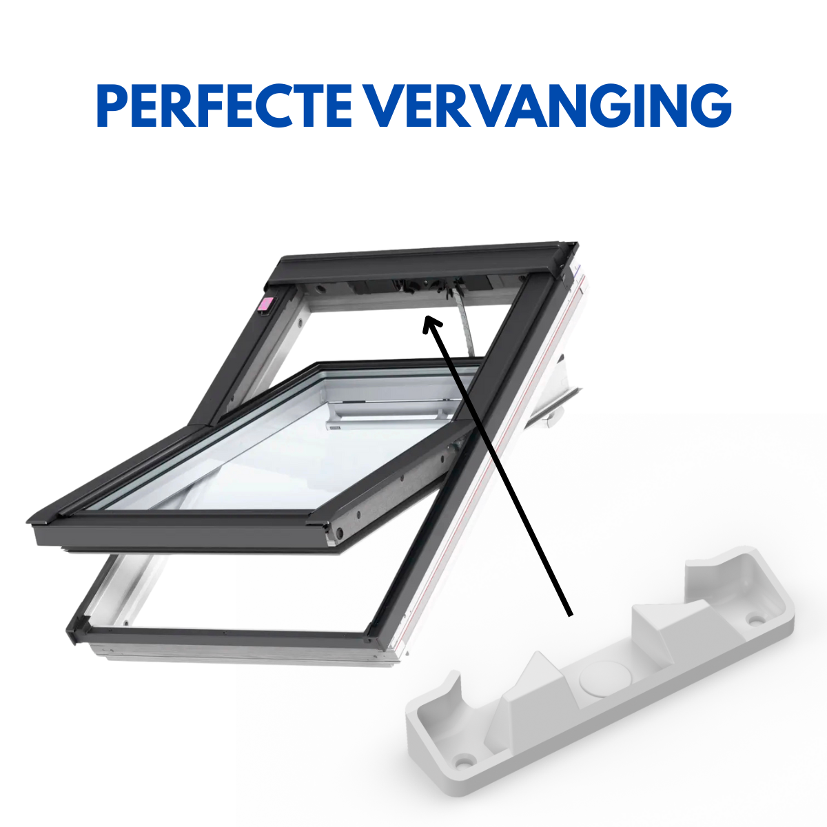 Sluitplaat geschikt voor Velux dakramen - Slotplaat T-G2 sluiting - Sluiting voor Velux Dakraam - Witte kunststof tegenhanger voor vergrendeling Velux dakraam boven 025116 TG2