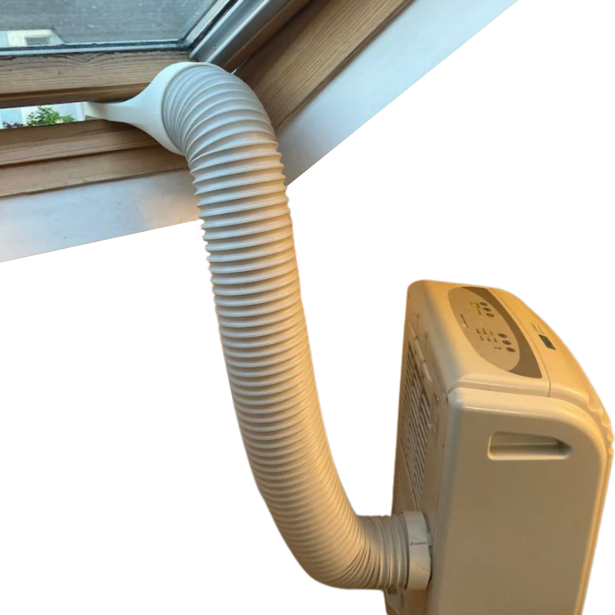 Airco-adapter Ø150 mm – Geschikt voor Velux dakraam – Koppelstuk voor mobiele airco met flexibele slang van Ø150 mm buitendiameter – Warmteafvoer via raam