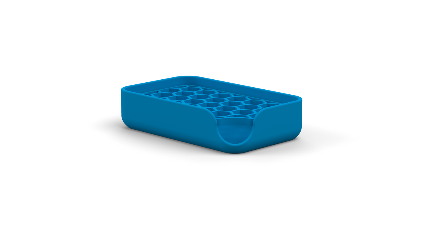 Zeephouder met honingraatdesign – Organizer houder voor zeepje – Zeepbakje – Handzeep houder siliconen Badkamer accessoires - Zeepschaaltje - Blauw