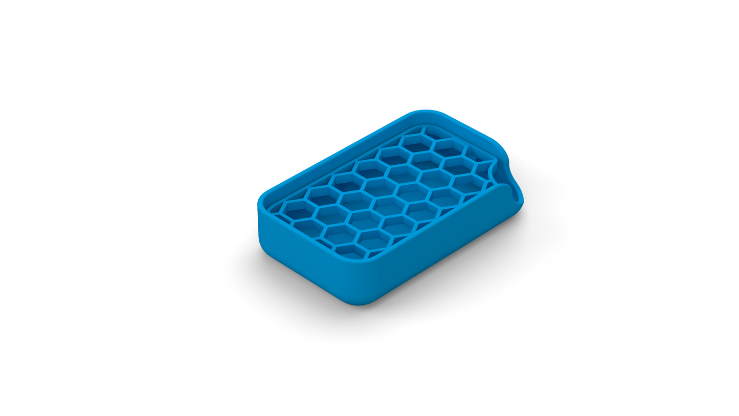 Zeephouder met honingraatdesign – Organizer houder voor zeepje – Zeepbakje – Handzeep houder siliconen Badkamer accessoires - Zeepschaaltje - Blauw
