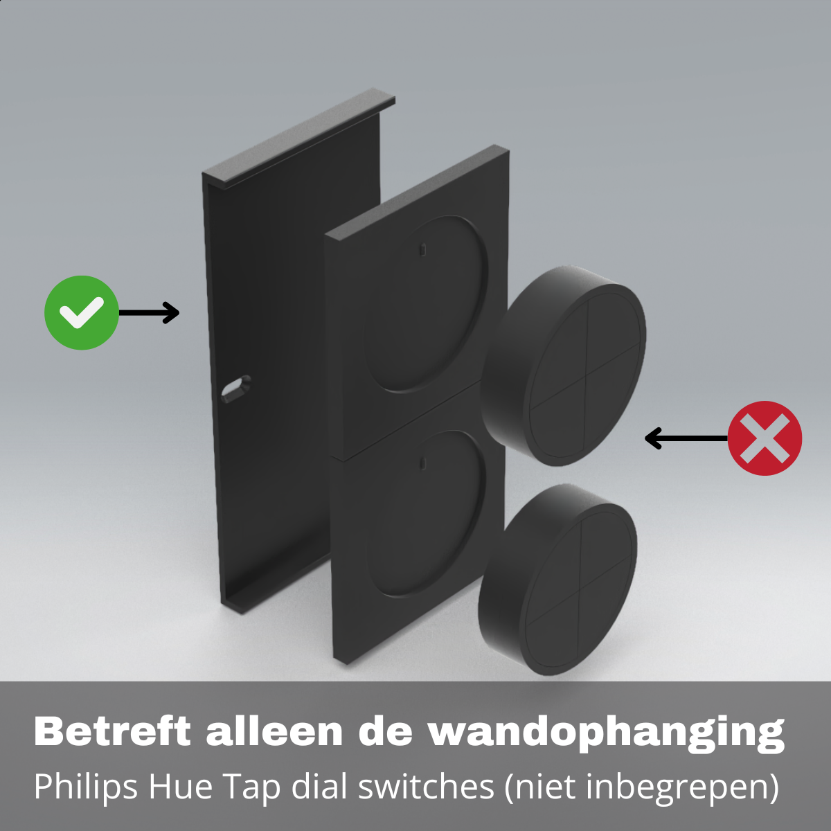 Dubbele wand-achterplaat geschikt voor Tap dial switch – wandophanging