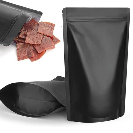 100 stuks Mat Zwarte Stazakken (Stand-Up Pouches) – 200×120×70 mm