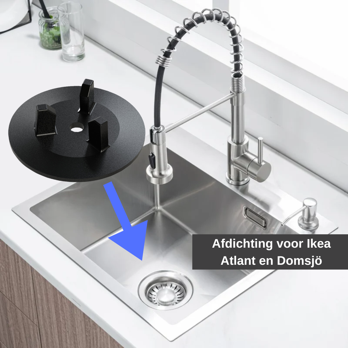 Afdichting geschikt voor IKEA Atlant & Domsjö spoelbak – zwart