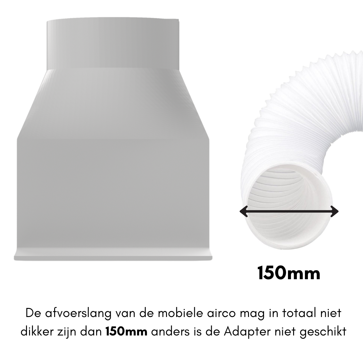 Airco-adapter Ø150 mm – Geschikt voor Velux dakraam – Koppelstuk voor mobiele airco met flexibele slang van Ø150 mm buitendiameter – Warmteafvoer via raam
