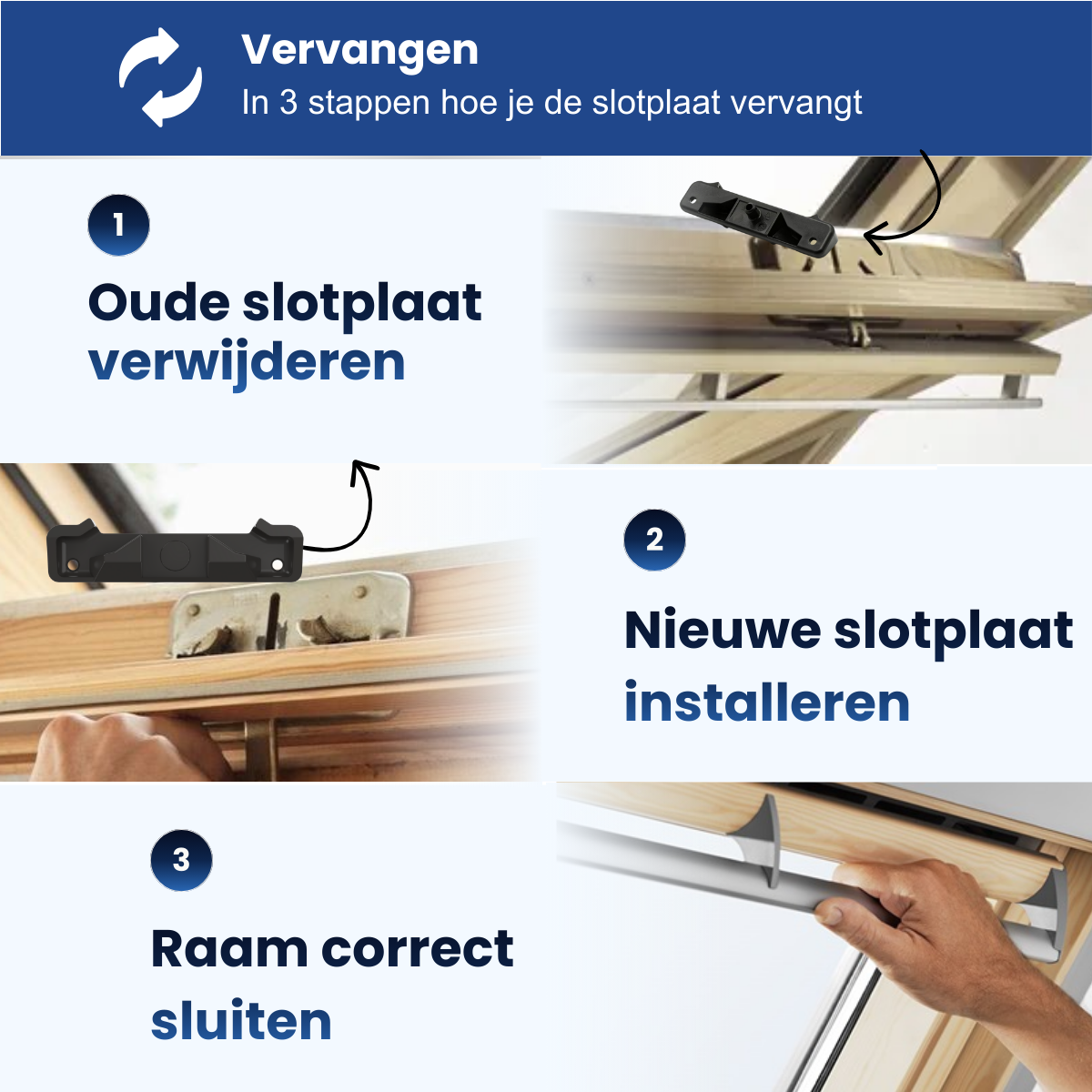 Slotplaat / Sluitplaat T-G2 geschikt voor Velux dakramen – Zwart