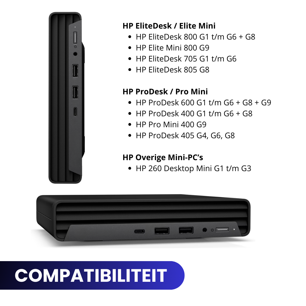 Onder-Bureau & Wandhouder geschikt voor HP Desktop Mini