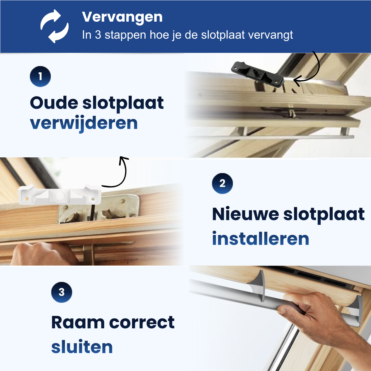Slotplaat / Sluitplaat T-G2 geschikt voor Velux dakramen – Wit