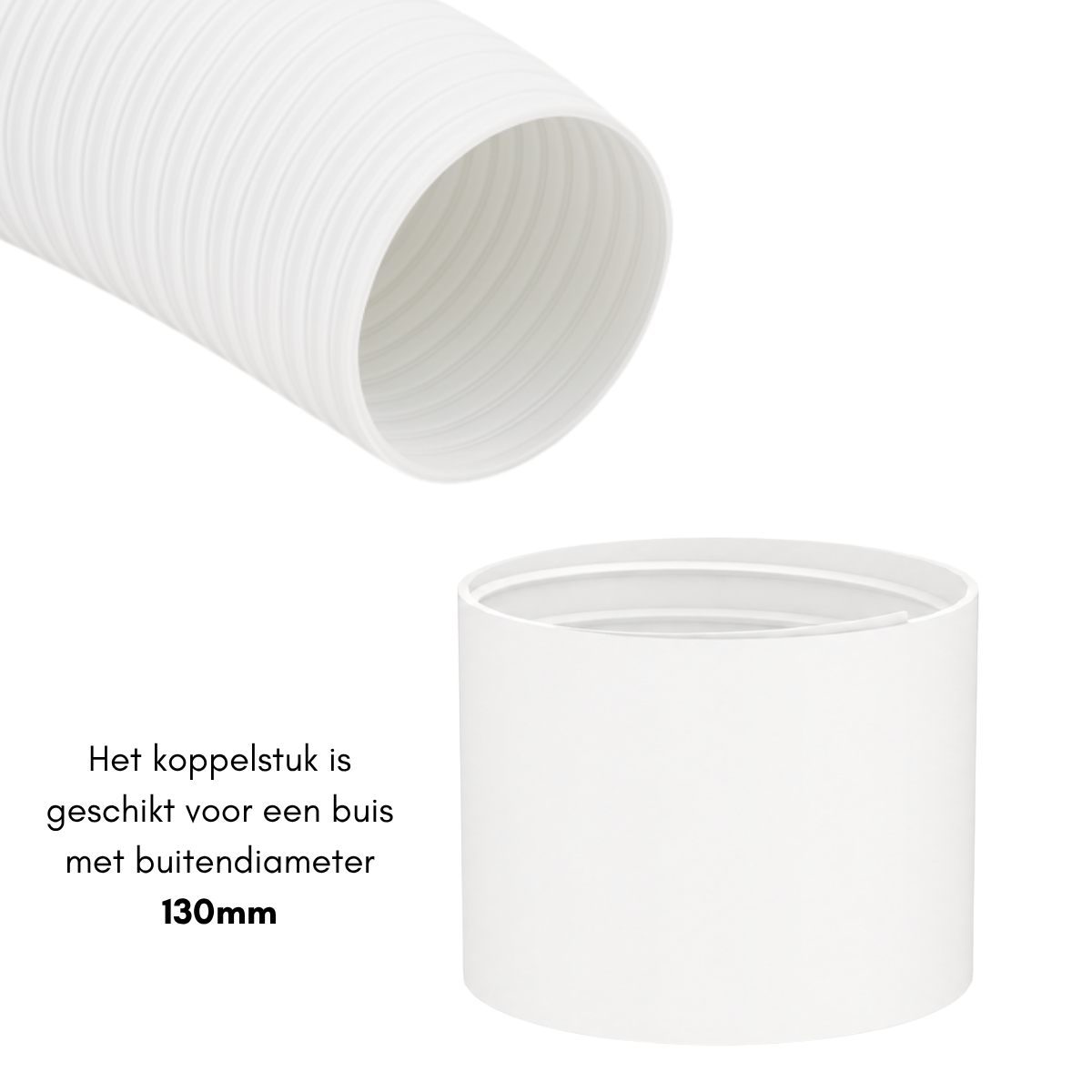 Koppelstuk Ø130 mm Mobiele Airco Afvoerslang – Universele Airco Slangconnector – Verlengstuk Adapter voor Uitlaatslang – Links- en Rechtsdraaiend Schroefdraad – Airconditioner Slangkoppeling