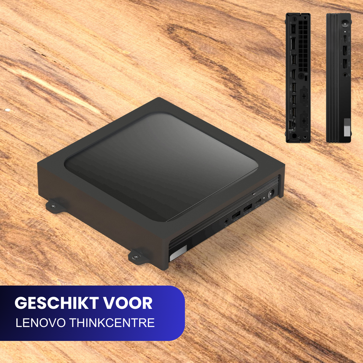 Onder-bureau & wandhouder geschikt voor Lenovo ThinkCentre Mini-PC – Zwart