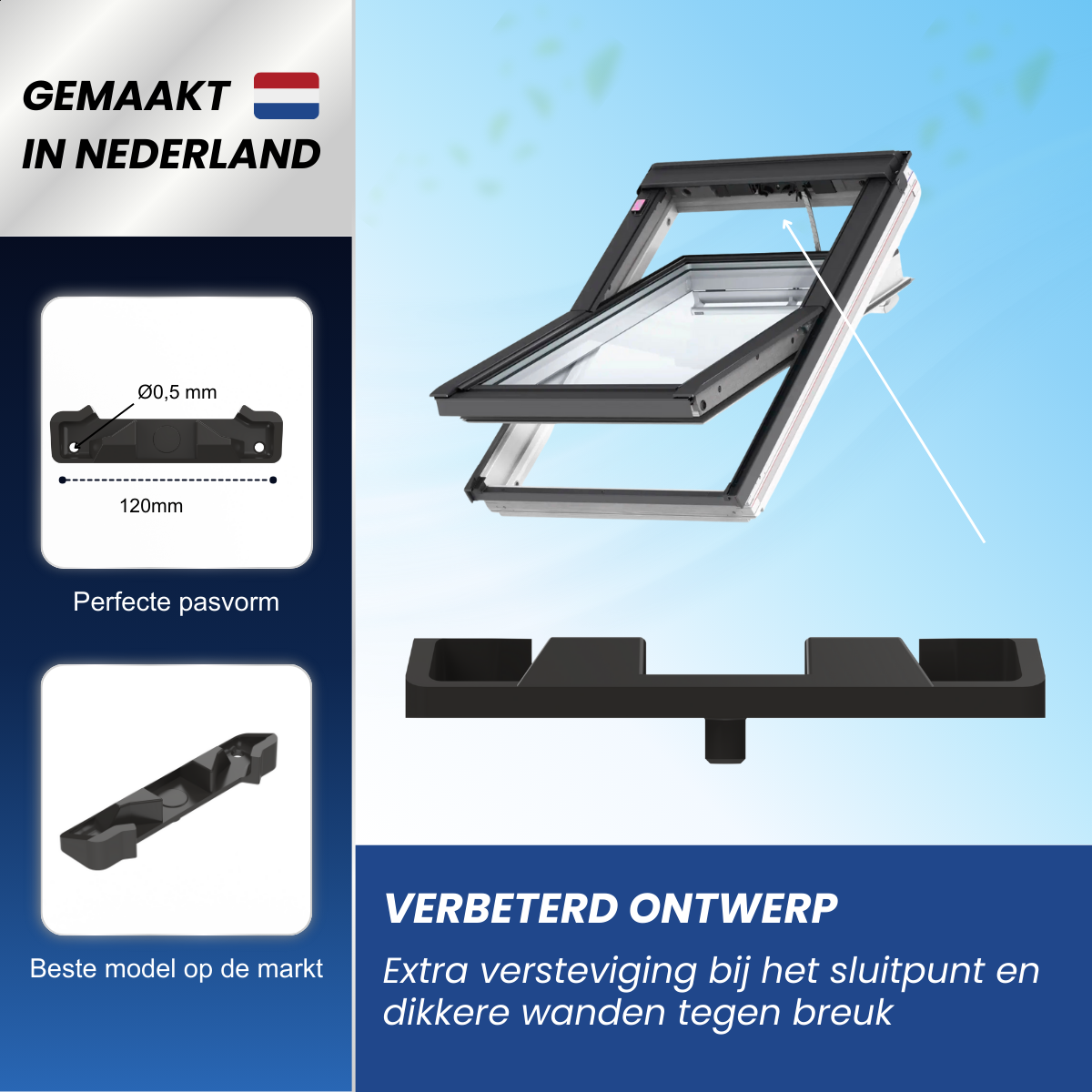 Slotplaat / Sluitplaat T-G2 geschikt voor Velux dakramen – Zwart