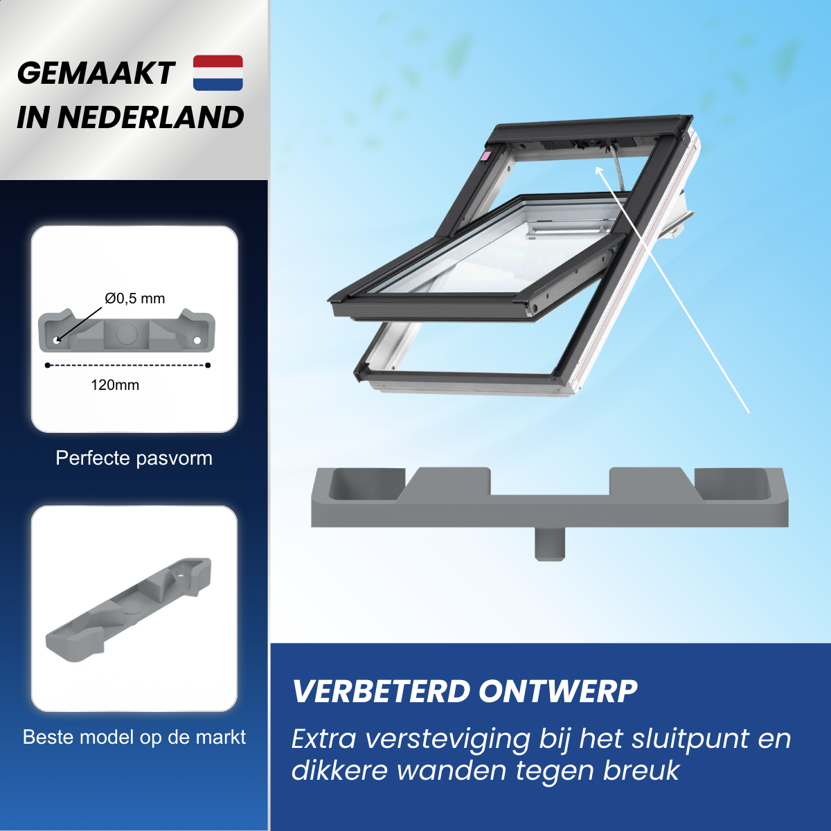 Slotplaat / Sluitplaat T-G2 geschikt voor Velux dakramen – Grijs