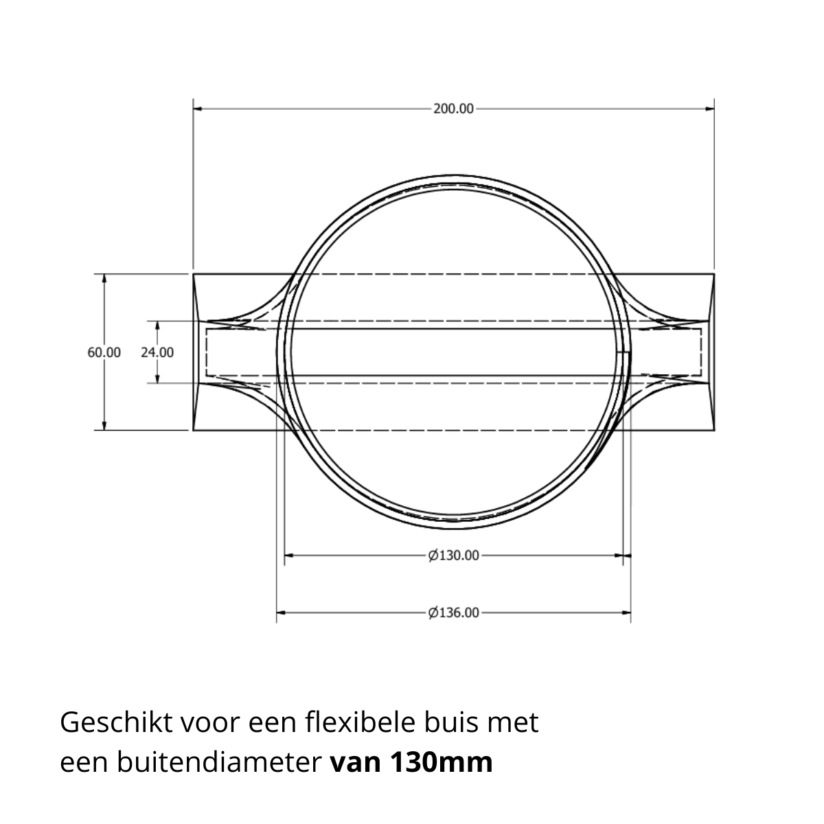 Airco-adapter Ø130 mm – geschikt voor Velux dakraam – voor mobiele airco