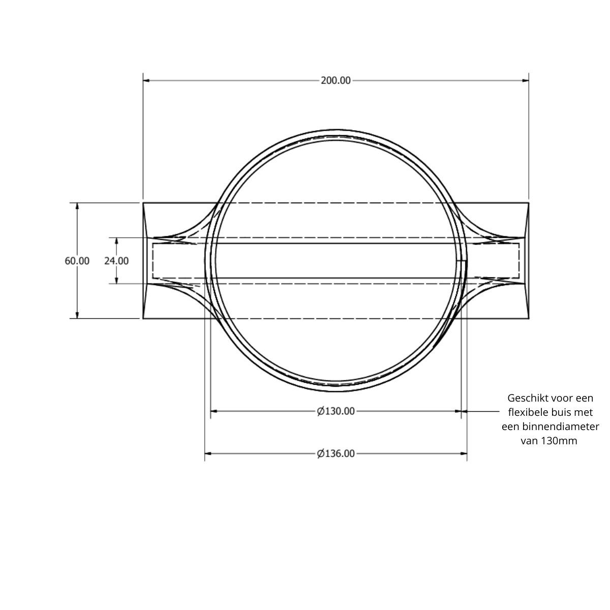 Airco-adapter Ø130 mm – geschikt voor Velux dakraam – voor mobiele airco