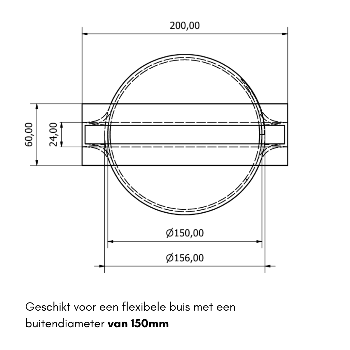 Airco-adapter Ø150 mm – Geschikt voor Velux dakraam – Koppelstuk voor mobiele airco met flexibele slang van Ø150 mm buitendiameter – Warmteafvoer via raam