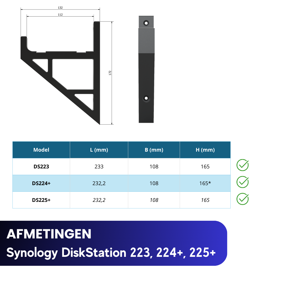 Wandhouder compatibel met Synology DiskStation - Houder voor NAS apparaat