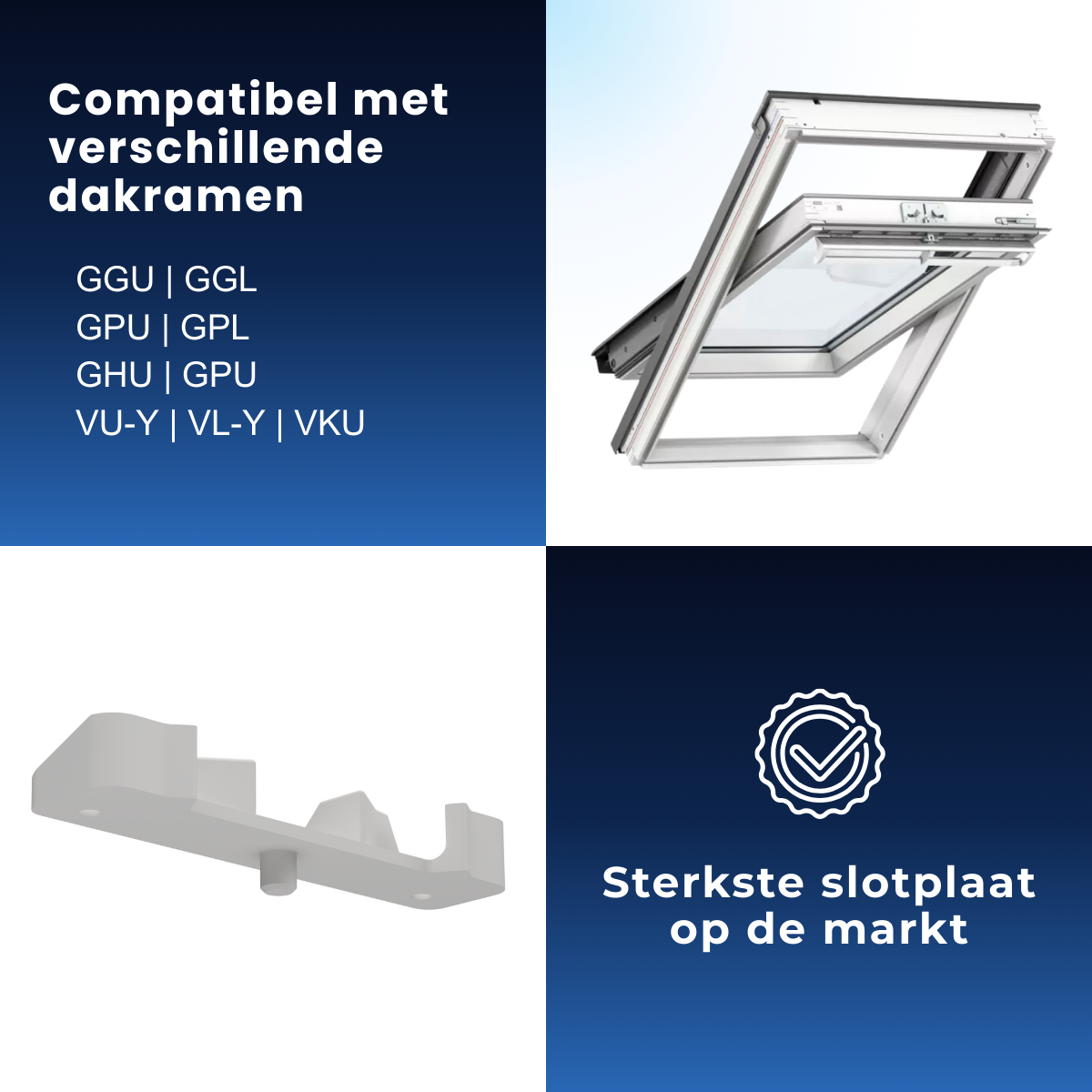 Slotplaat / Sluitplaat T-G2 geschikt voor Velux dakramen – Wit