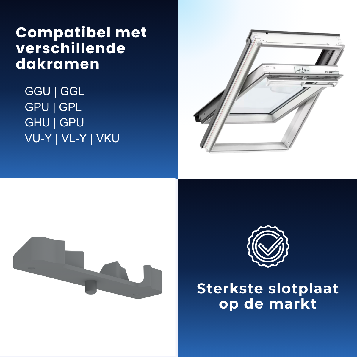 Slotplaat / Sluitplaat T-G2 geschikt voor Velux dakramen – Grijs