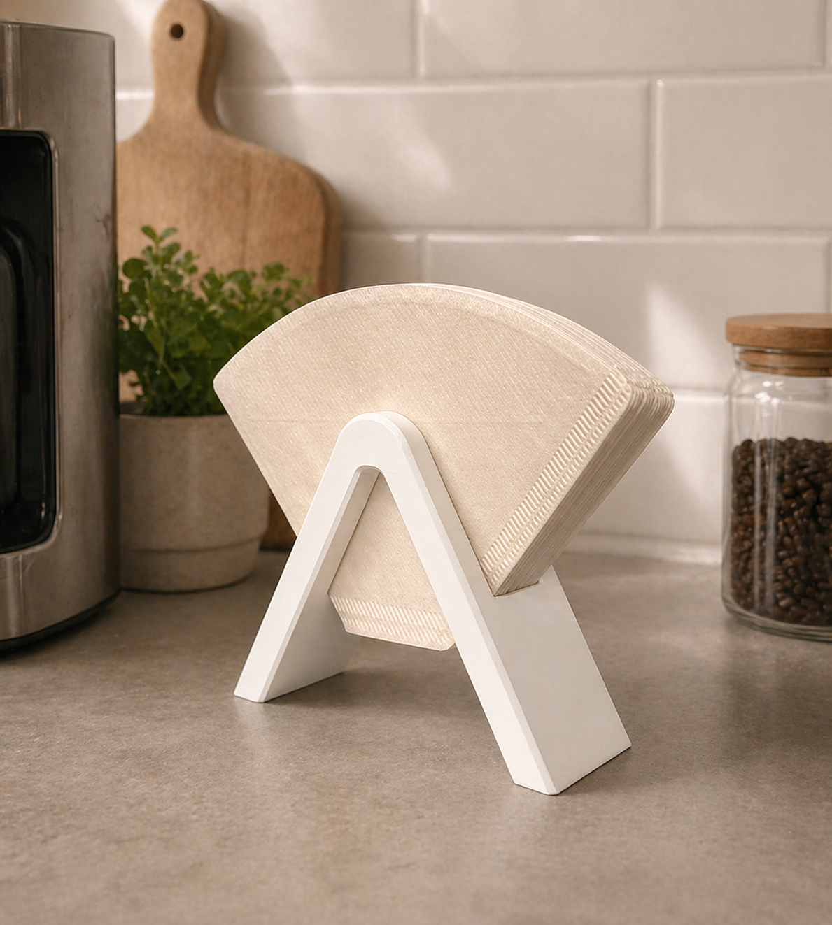 Koffiefilterhouder staand - Koffiefilters houder - Koffiefilter Houder - Filterzakjeshouder - Wit en Zwart