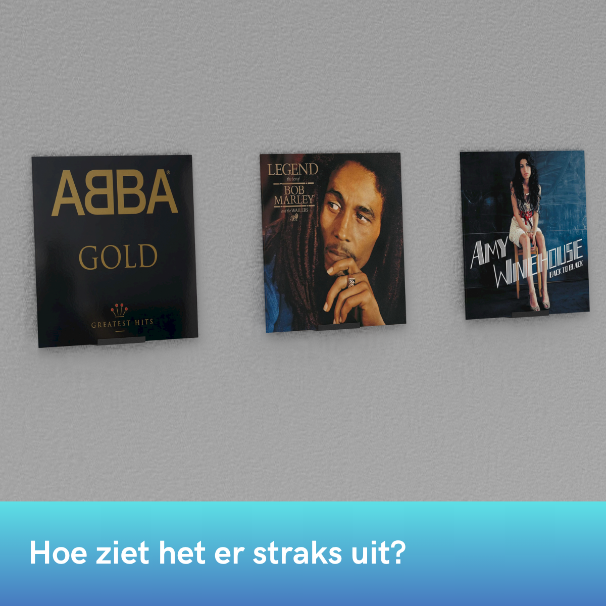 LP houder zwart – zelfklevende wandhouder voor vinyl & cd’s