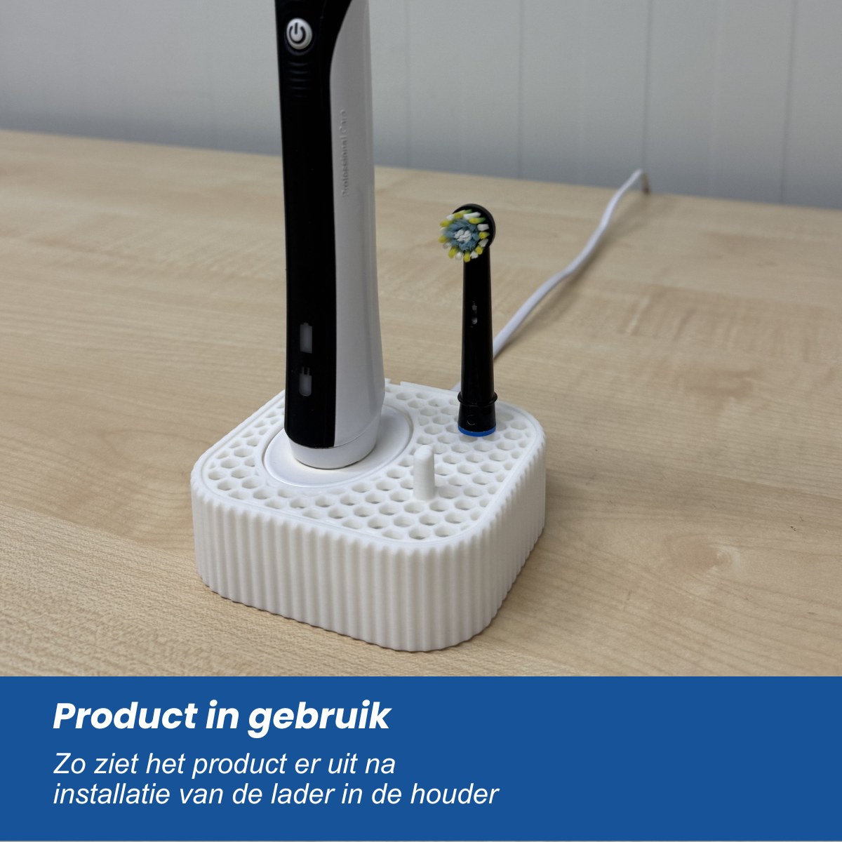 Elektrische tandenborstelhouder geschikt voor Oral-B (Braun) - Laderhouder met 2 borstel opzetstukken - Wit