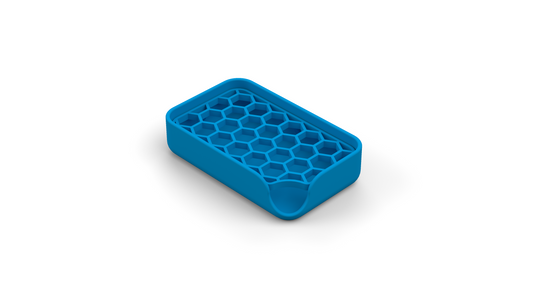Zeephouder met honingraatdesign – Organizer houder voor zeepje – Zeepbakje – Handzeep houder siliconen Badkamer accessoires - Zeepschaaltje - Blauw